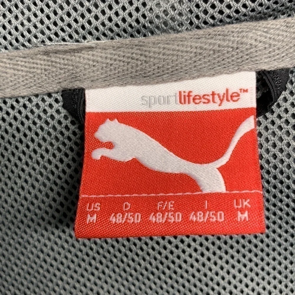 Puma Sport Life Style Wind Breaker Jacket Elasticized Waist Black Size Medium - Picture 10 of 15